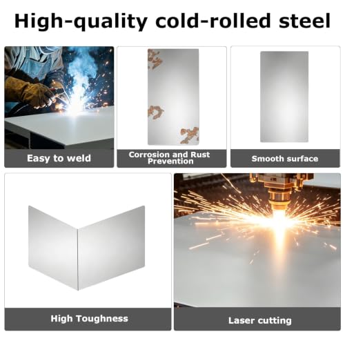 6 Pcs 18 Gauge Cold-Rolled Steel Plates,12"X6" Sheet Metal Cold Rolled - size: 12"x6", 18 Gauge