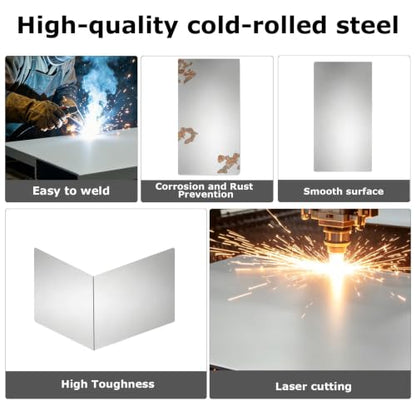 6 Pcs 18 Gauge Cold-Rolled Steel Plates,12"X6" Sheet Metal Cold Rolled - size: 12"x6", 18 Gauge