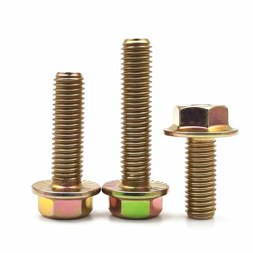 M10-1.5 x 20mm Flanged Hex Head Bolts, Flange Hexagon Head Screws, 8.8 Grade Alloy Steel, Yellow Zinc Plated, Fully Threaded Metric Screws, 10 Pack - size: M10x20mm (10PCS)