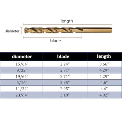 5/16" Metric Cobalt Drill Bits, M35 HSS Metal Drill Bit Set for Hardened Steel, Cast Iron, Wood and Plastic, 135 Degree Split Point, 2 Pcs - size: 5/16" (8mm)