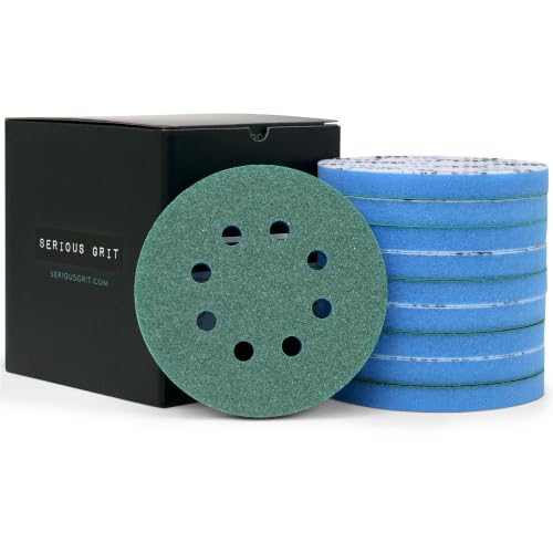 Serious Grit - 5-Inch 8-Hole P150-180 1/2" Foam Sanding Discs - 10 Pack - style: 150-180 Grit