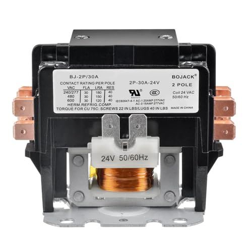 BOJACK 2 Poles FLA 30 Amp Coil 24 VAC Air Conditioner Condenser Compressor Contactor Motor Definite Purpose AC Contactor - size: 2P 30A 24V
