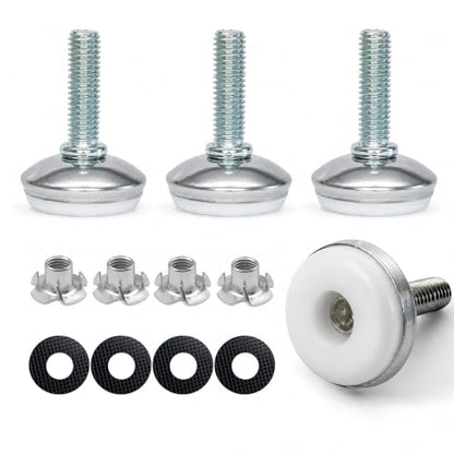 5/16" Adjustable Leveling Feet, Heavy Duty Furniture Levelers with Four-Claw nut, Table Leg Levelers for Cabinets, Workbench, and Sofa, Black