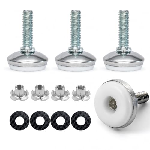 5/16" Adjustable Leveling Feet, Heavy Duty Furniture Levelers with Four-Claw nut, Table Leg Levelers for Cabinets, Workbench, and Sofa, Black