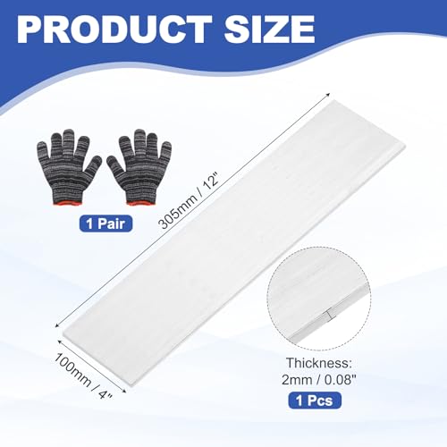uxcell Square Aluminum Flat Bar with Gloves 0.08"x4"x12"/2x100x305mm - size: 0.08" x 4" x 12"/2 x 100 x 305mm