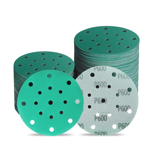 6-Inch 17-Hole 600 Grit Zirconia Alumina Hook & Loop Sanding Discs, Heavy-Duty Polyester Film Backing, Wet/Dry Anti-Clog for Random Orbital Sanders - Wood, Automotive, Metal - 50 Pack - color: 600 Grit, size: 6 Inch 17 Hole