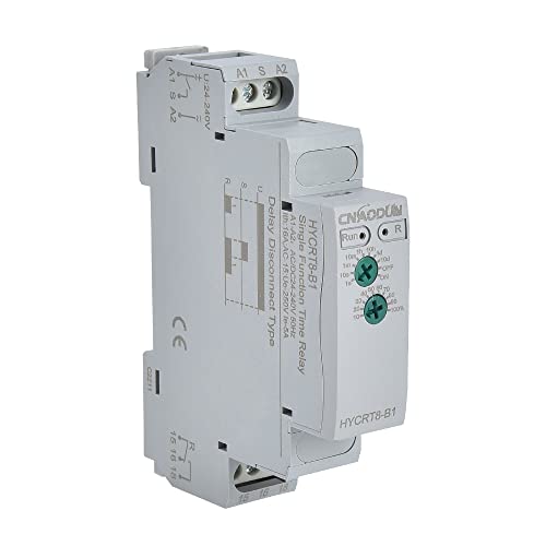 Time Delay Relay, CNAODUN Delay Off HYCRT8-B1 0.1s-10days Delay AC/DC 24-240V Power Off Delay Relay DIN Rail Mount Type - size: HYCRT8-B1,Single Function