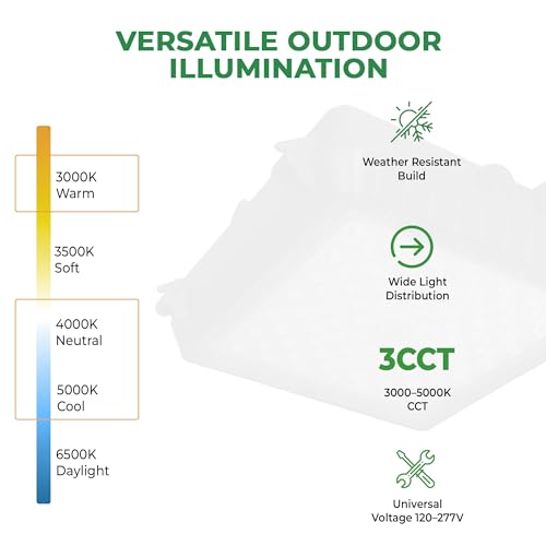 E2 LIGHTING 10x10 LED Canopy Light, 3CCT, 7150lm, Dimmable Outdoor Fixture - color: Dark Bronze no Battery