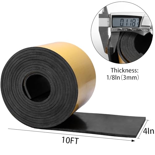 DGSL Self-Adhesive Neoprene Rubber Strip, 4" x 1/8" x 10' Roll - color: With Adhesive, size: 4" Wide x 1/8" Thick x 10' Long