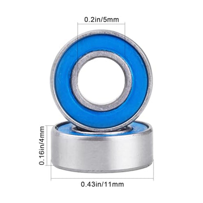 10pcs MR115-2RS Ball Bearings - Miniature Deep Groove Ball Bearing Double Blue Rubber Sealed Chrome Steel for RC Cars/Planes/Drone/Robotics and Small Electric Motors(5x11x4mm) - size: 5x11x4mm MR115-2RS