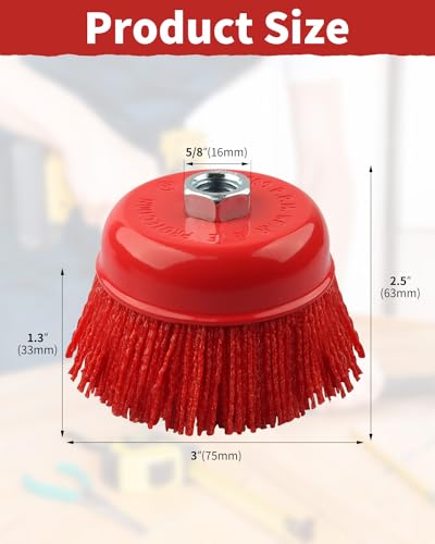 3" Nylon Cup Brush, 4 1/2 Angle Grinder, 5/8"-11 Threaded - size: 3 inch