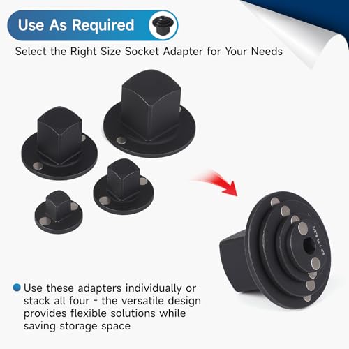 4 PCS Low Profile Impact Socket Adapter Set, for Tight Spaces, Stackable