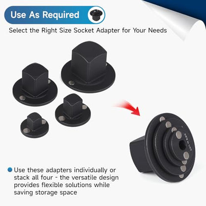 4 PCS Low Profile Impact Socket Adapter Set, for Tight Spaces, Stackable