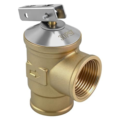 3/4" FNPT Female Inlet & Outlet – 30 PSI Automatic Pressure Relief Valve for Hot Water Boilers & Hydronic Heating Systems, Durable Lead-Free Brass, Up to 510,000 BTU