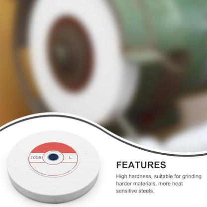 1 Piece Benchtop Grinding Wheel, 5 Inches, Suitable for Grinding Alloy Steel, Hardened Steel, High Carbon Steel and Other Metals. 100 Grit, 1/2" Mandrel Hole, 0.67" Thickness (White Corundum)