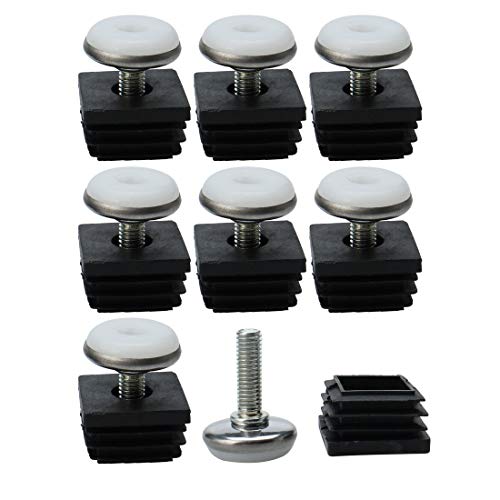 uxcell Leveling Feet 25 x 25mm Square Tube Inserts Kit Furniture Glide Adjustable Leveler for Table Desk Leg 8 Sets