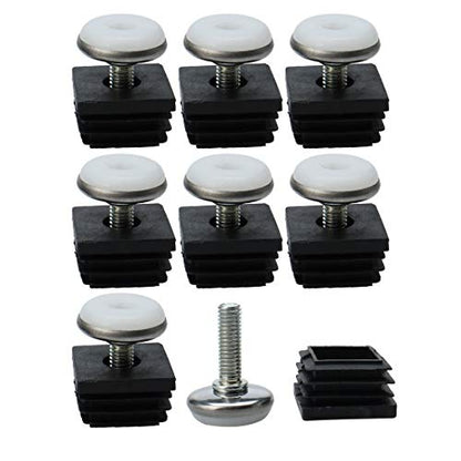 uxcell Leveling Feet 25 x 25mm Square Tube Inserts Kit Furniture Glide Adjustable Leveler for Table Desk Leg 8 Sets