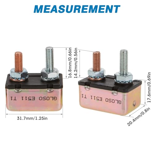 GLOSO Circuit Breakers Stud Bolt Type for Truck Bus RV Automotive Motorcycle No Bracket Metal Cover Auto Reset (T1) - 5 Pack (15A) E511 - color: 5 Pack, size: 15A