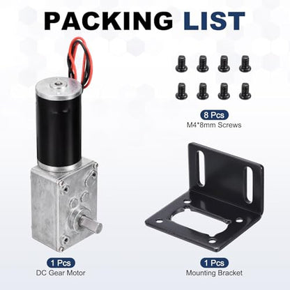DC 12V 120RPM Worm Gear Motor, 0.31" Single Shafts Self-Locking