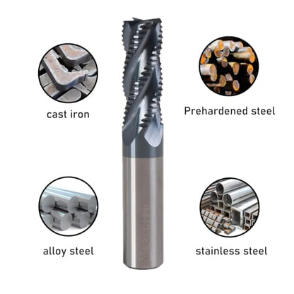 1/2" 4 Flute Roughing End Mill AlTiN Coated Carbide, 1Pcs - size: 1/2 in