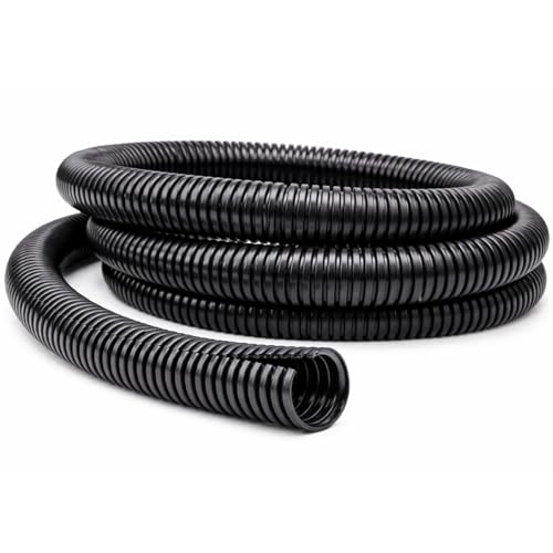 Kable Kontrol Split Wire Loom Tubing 1/4” Inch 10 Ft Long – Black Wire Conduit Cover for Cords - Corrugated Tubing and Protector for Automotive Wires – Durable Polyethylene - color: Black, size: 0.25 Inch (1/4") - 10 Feet