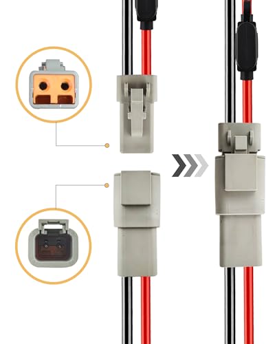 10 AWG 2 Pin DTP Connector with 20A 25A Fuses, 2 Way Automotive Waterproof Electrical Connectors, 10 Gauge Cable Wire Male and Female Quick Connect Harness for Car Truck Boat LED-2 Pack - size: 10 AWG