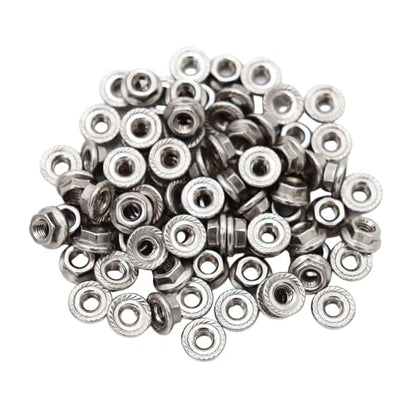 M4x0.7 Flange Nut,100 Pack,304 Stainless Steel Hex Serrated Flange Lock Nut - size: M4x0.7mm, 100 pcs