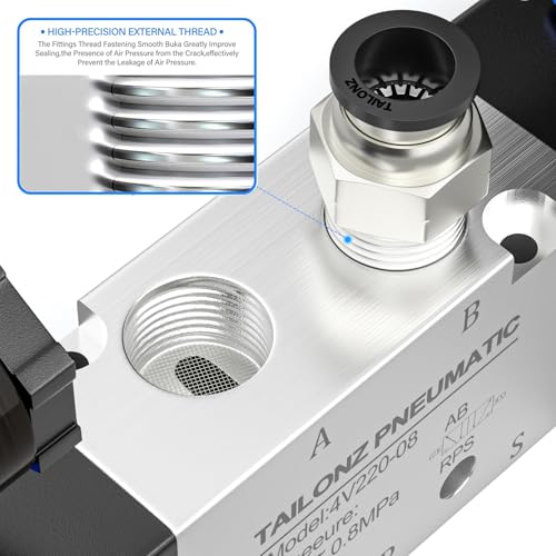 TAILONZ 1/4"NPT DC24V 4V220-08 Double Coil 5/2 Solenoid Valve
