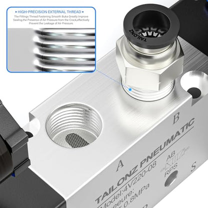 TAILONZ 1/4"NPT DC24V 4V220-08 Double Coil 5/2 Solenoid Valve