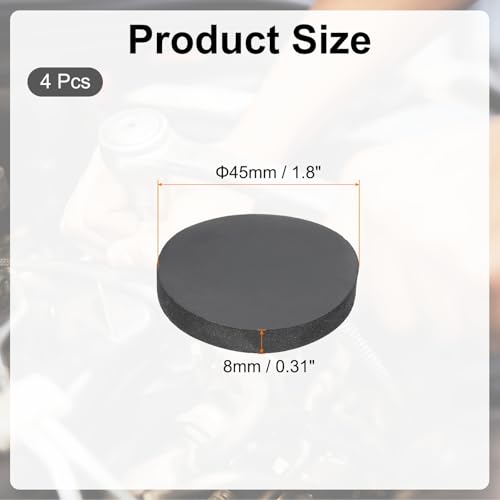 PATIKIL Rubber Solid Discs Washers, 4 Pcs Anti-Vibration Spacer 45mm OD x 8mm Thick Rubber Round Gasket Pad Bushings Spacer Washer for DIY Gasket Craft, Black - size: 45mm x 8mm