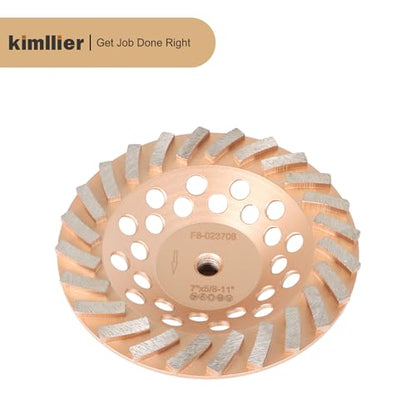 kimllier 7 Inch Concrete Grinding Wheels 24 Turbo Diamond Segments 5/8 Inch -11 Arbor Diamond Grinding Wheel Fit for Concrete and Masonry