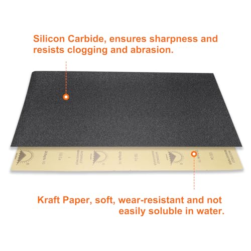 HARFINGTON 10pcs Sandpaper 100 Grit 18 x 12 Inch Silicon Sanding Sheets - size: 100 Grit