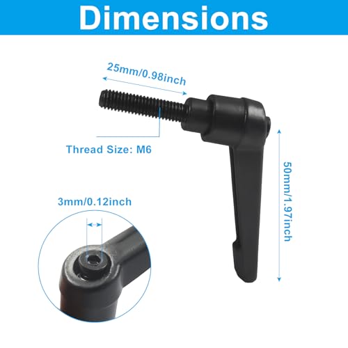 5pcs M6 x 25mm Clamping Lever Handles, 304 Stainless Steel Adjustable Locking Quick Release with Push Button Ratchet Mechanism, Black - size: M6 x 25mm