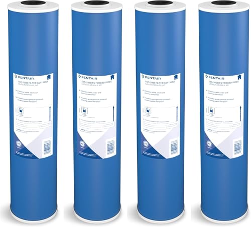 Pentair Pentek GAC-20BB Big Blue Granular Activated Carbon Water Filter, 20" x 4.5", Chlorine Taste Odor Reduction, NSF Certified, Pack of 4 - size: Pack of 4, style: 20" x 4.5"