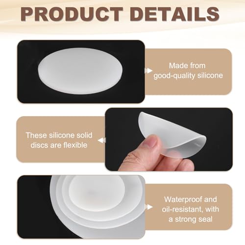 PATIKIL Solid Round Silicone Rubber Sheet, 10 Pcs 35mm OD x 4mm Thick Round Silicone Sealing Gasket Pads Bumper Pads for Home Craft Industrial Anti Vibration Slip Gasket, Translucent - size: 35mm x 4mm