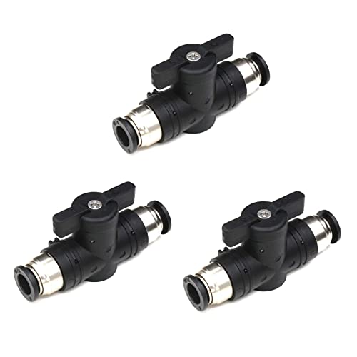 CEKER 10mm Push Connect Valve Ball Valve 10mm Air Flow Control Valve Quick Connect Valve Tube Fittings Straight Union Pneumatic air compressor valve 3Pack - size: 10MM