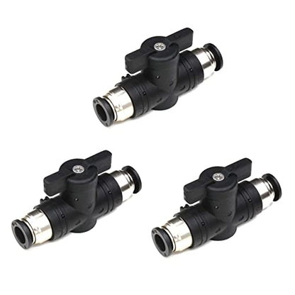 CEKER 10mm Push Connect Valve Ball Valve 10mm Air Flow Control Valve Quick Connect Valve Tube Fittings Straight Union Pneumatic air compressor valve 3Pack - size: 10MM