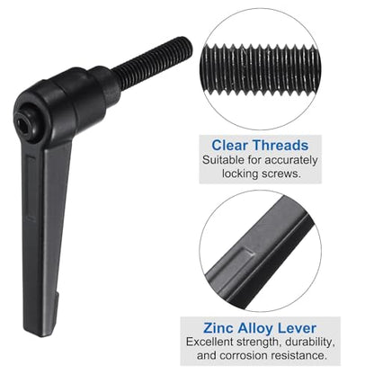 uxcell 4pcs Clamping Lever Adjustable Handle Set Metric M6 x 25mm Male & M6 Female Thread Level Handles Hand Stud Knobs Quick Release Black for Lathe Machinery - size: M6 x 25mm