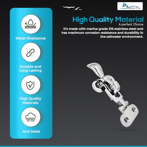 Marine City Locker Hatch Anti-Rattle Toggle Latch – 316 Stainless Steel, Corrosion-Resistant, Durable Fastener for Boats, Yachts, RVs, and Kayaks (Pack of 1)