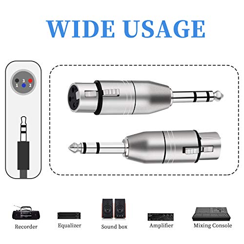 Tisino Female XLR to 1/4" TRS Adapter, Balanced XLR Adapter, 2 Pack - color: XLRF to 1/4" TRS