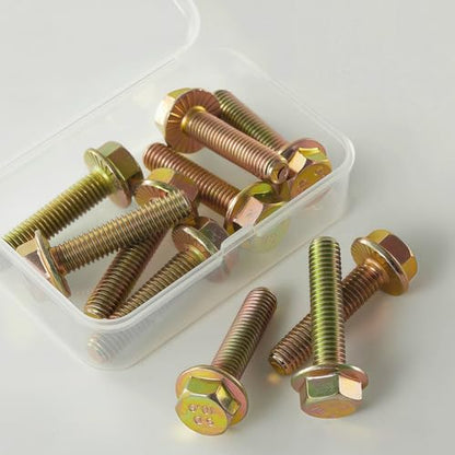 M8 x 40mm Flanged Hex Head Bolts, M8x1.25 Pitch, Grade 10.9 Alloy Steel, Color Zinc Plated, Full Thread, 10 Pack - size: M8 x 40mm(10PCS)