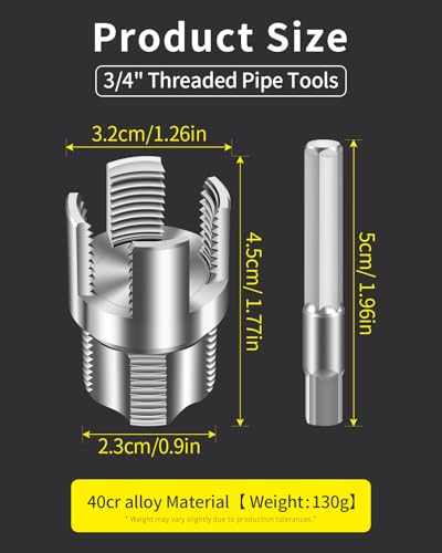 Internal & External Pipe Threading Tool, PVC Pipe Threader, Pipe Threading Tool, 1/2'' 3/4'' Dies Electric Drill Compatible for Home Repair (2PCS) (3/4（DN20)) - size: 3/4（DN20)