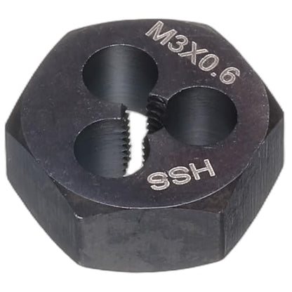 HARFINGTON Hex Threading Die M3 x 0.6 Metric Thread Right Hand High Speed Steel Rethreading Fixed Die Screw Cutting Tapping Repair Tool - size: M3 x 0.6