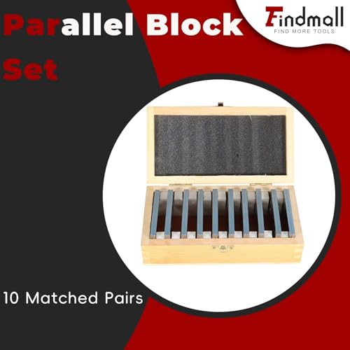 findmall 10 Pair 1/8 x 3 Accuracy Parallel Block Set .0002 Hardened Gage Gauge Tool Set, Wooden Boxes and Plastic Boxes - size: 10 Pair 1/8 x 3