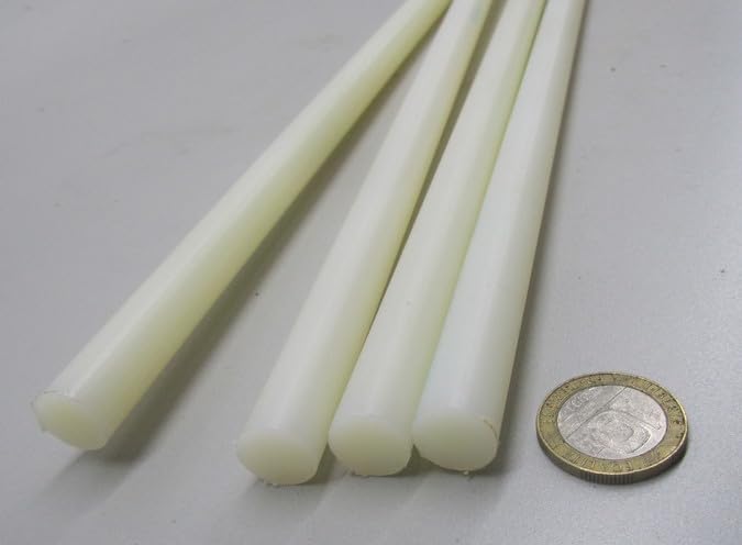Natural Nylon Extruded Round Rod .500" (1/2") x 5 Ft Length 4 pcs 20 Ft