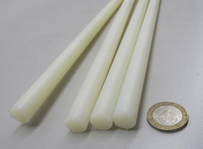 Natural Nylon Extruded Round Rod .500" (1/2") x 5 Ft Length 4 pcs 20 Ft