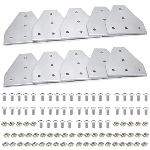 10pcs 2020 Extrusion Joint Plate Connector Corner T Bracket Silver - color: Silver, size: 20T