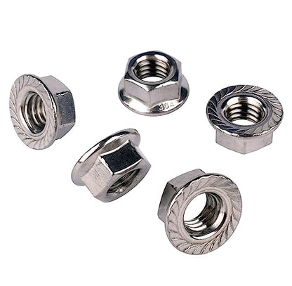 5/16"-18 Serrated Flange Hex Nuts, 304 Stainless Steel 18-8, Coarse Thread UNC, Full Thread, Pack of 15 - color: Silver, size: 5/16"-18 (15 Pcs)