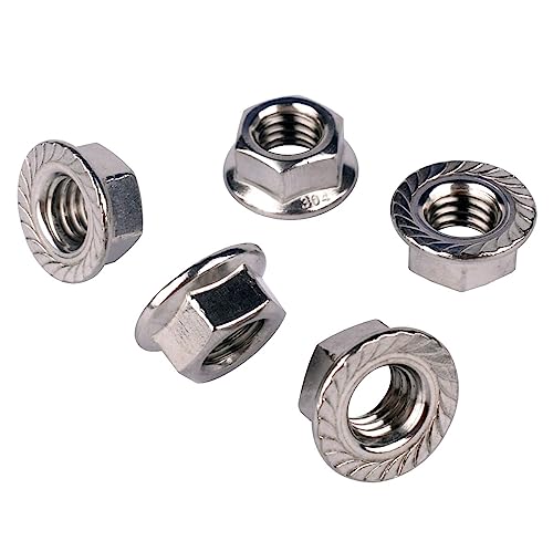 1/4"-20 Serrated Flange Hex Nuts, 304 Stainless Steel 18-8, Coarse Thread UNC, Full Thread, Pack of 20 - color: Silver, size: 1/4"-20 (20 Pcs)