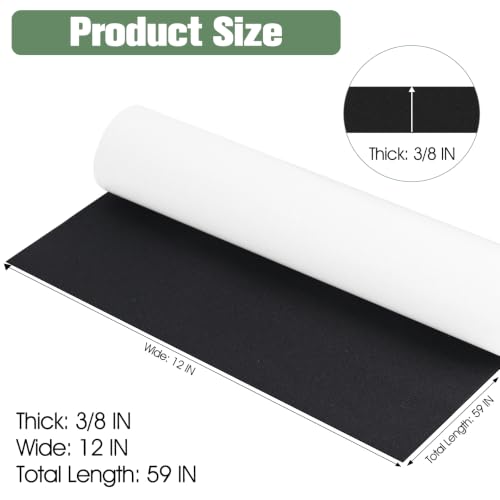 ToLanbbt Sponge Neoprene Foam Sheet with Adhesive, 3/8” Thick, 12” x 59” Closed Cell Foam Rubber Roll, Weatherproof Soundproof Padding for Automotive, Cabinet, Furniture, Crafts, DIY, Black - color: Black, size: 12 in x 59 in x 3/8 in